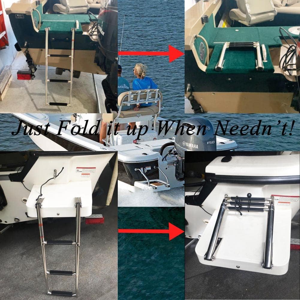 Stainless Steel Telescoping Boat Ladder Swim Step, 900 Pound Capacity, Pack of 2 O63024