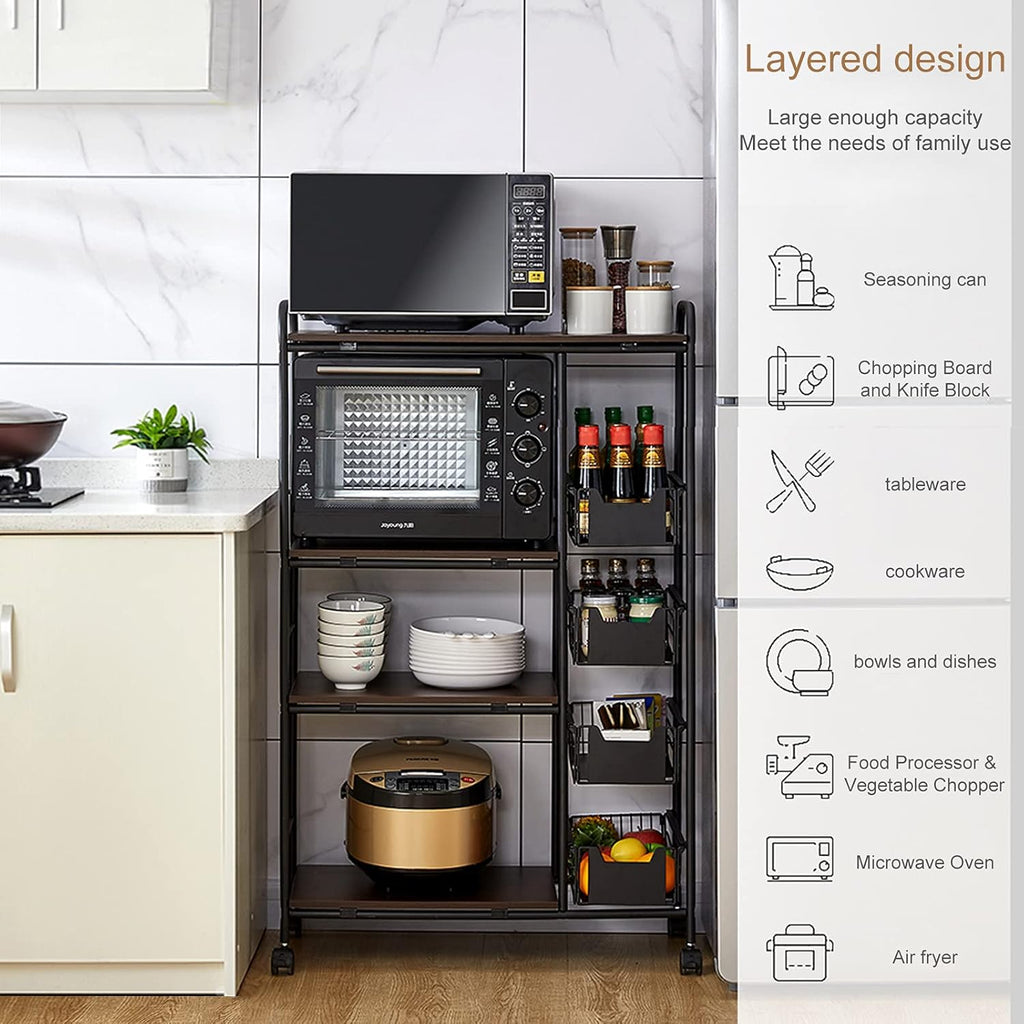 Kitchen Standing Bakers Rack with Storage Basket O4435