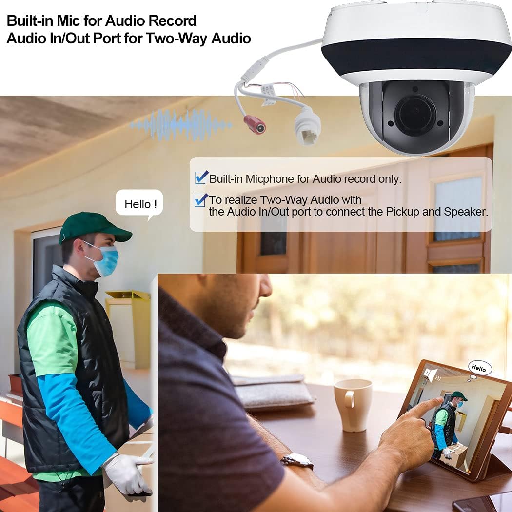 4MP PTZ IP Camera with 4X Optical Zoom, 66ft IR Night Vision, Built-in SD Slot G522