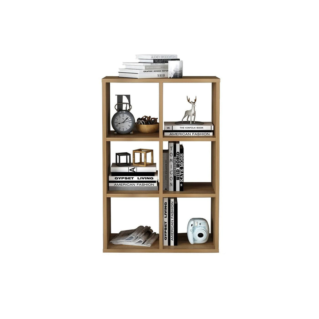 Walnut Cube Shape Bookcase 6 Open Storage I5810