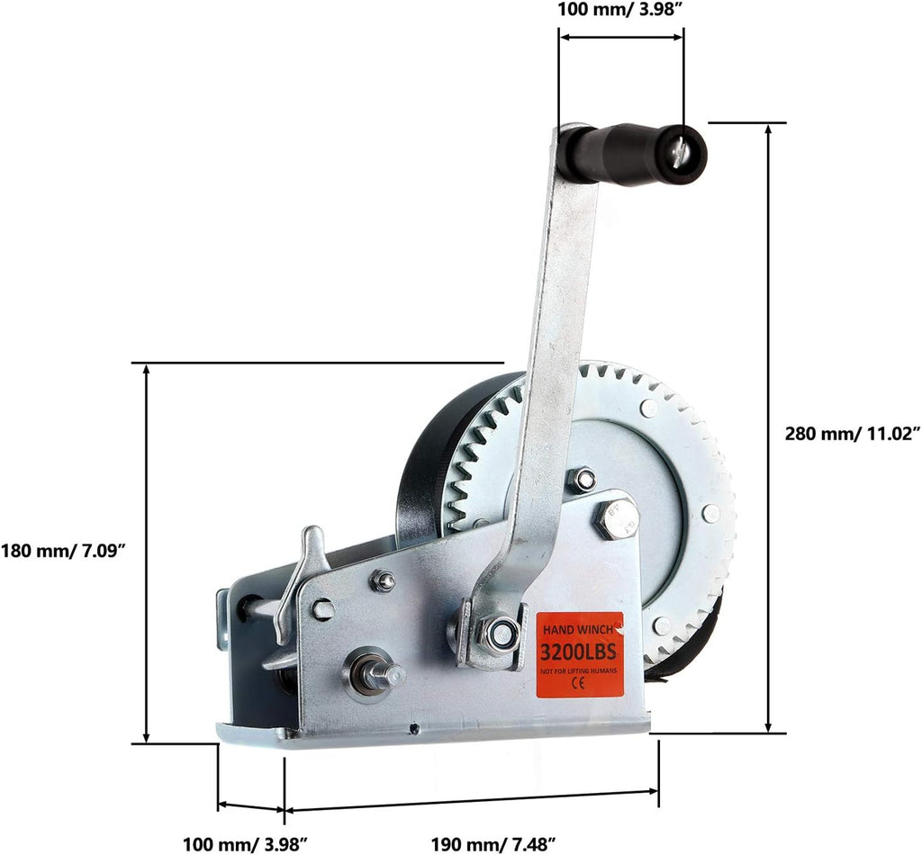 Heavy Duty Hand Winch with 26FT Strap and Hook, Pack of 2 G2577