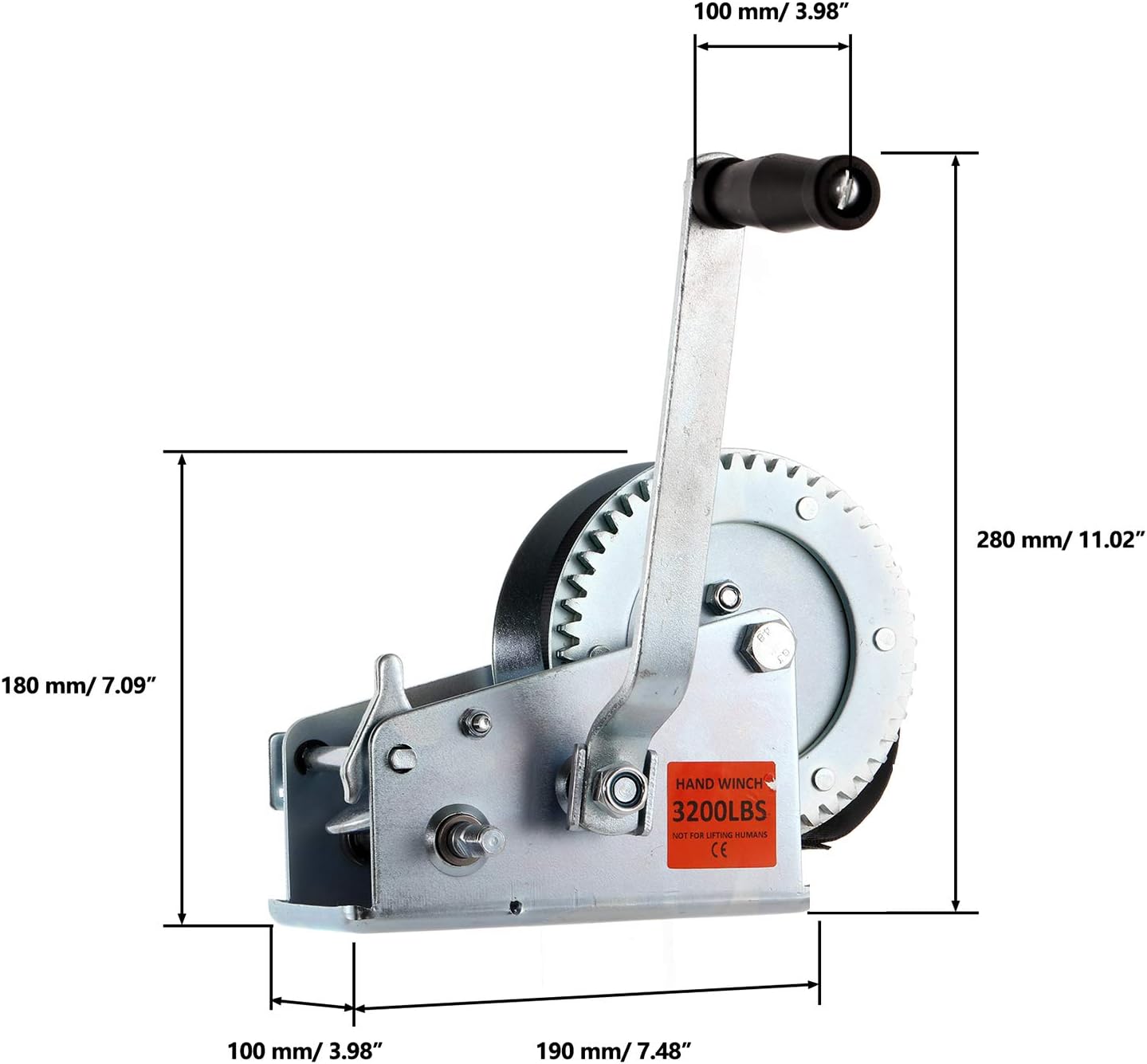 Heavy Duty Hand Winch with 26FT Strap and Hook, Pack of 2 G2577