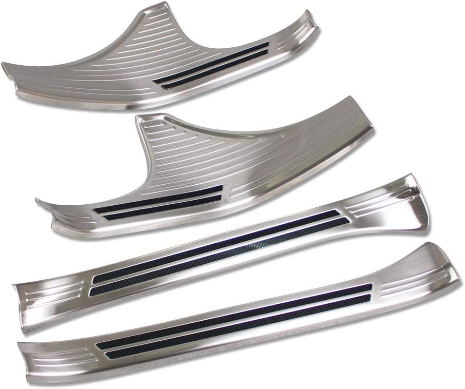 Silver Stainless Door Sill Scuff Plate Guard Cover Trims B498