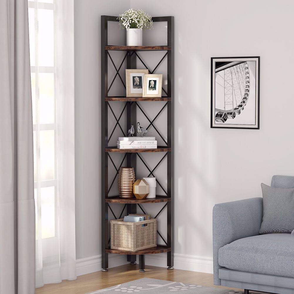 5 Tier Corner Shelf Brown Q11596