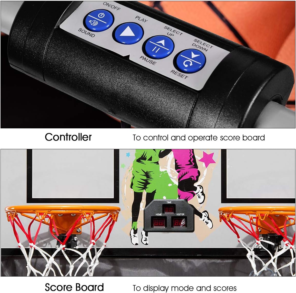 Foldable Basketball Arcade Game with LED Scoring System M458418