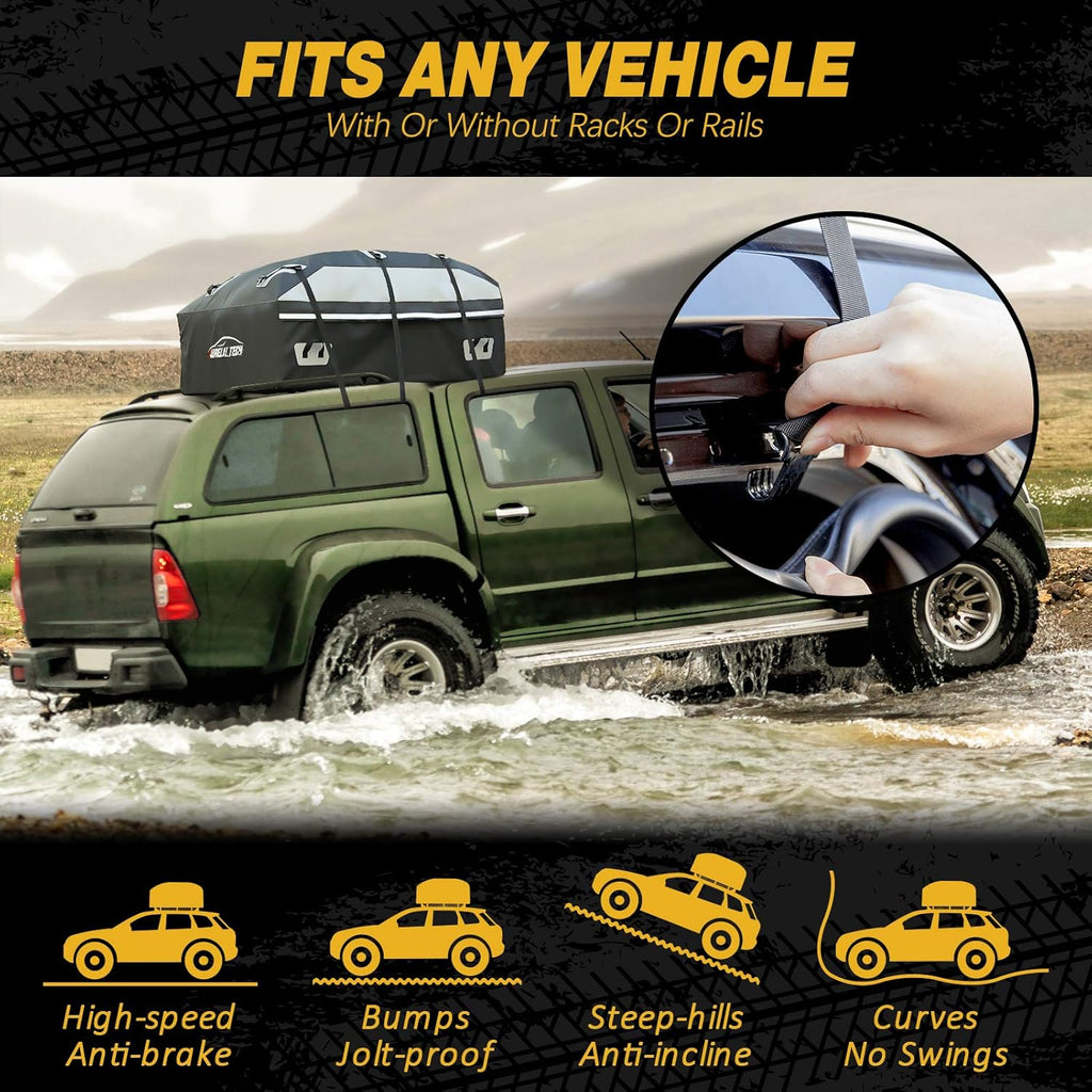 20 Cubic Feet Waterproof Car Rooftop Cargo Carrier Bag with Anti-Slip Mat I137095