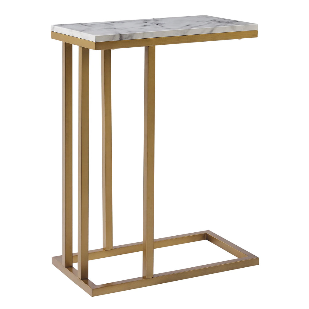 Marble-Look C Shape Side Table W449281