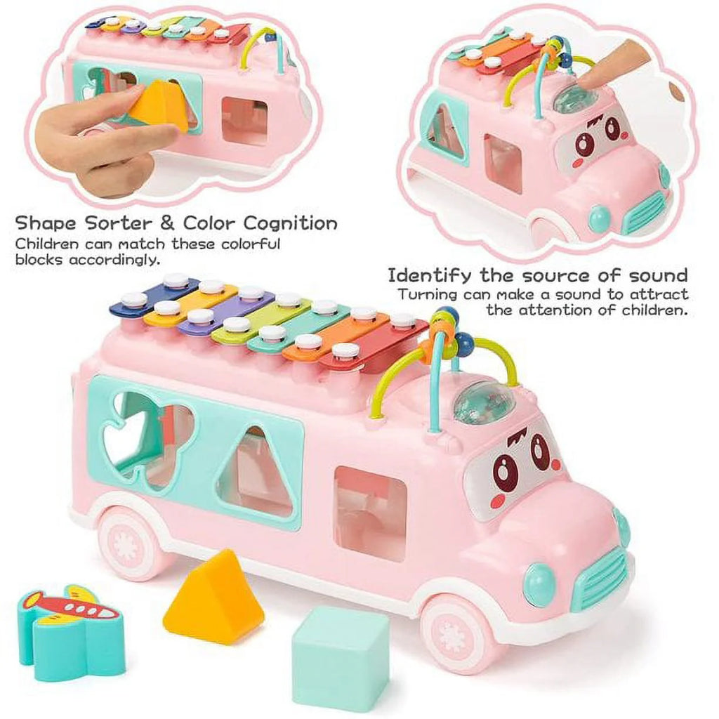 Musical Bus Xylophone Toy with Building Blocks C917