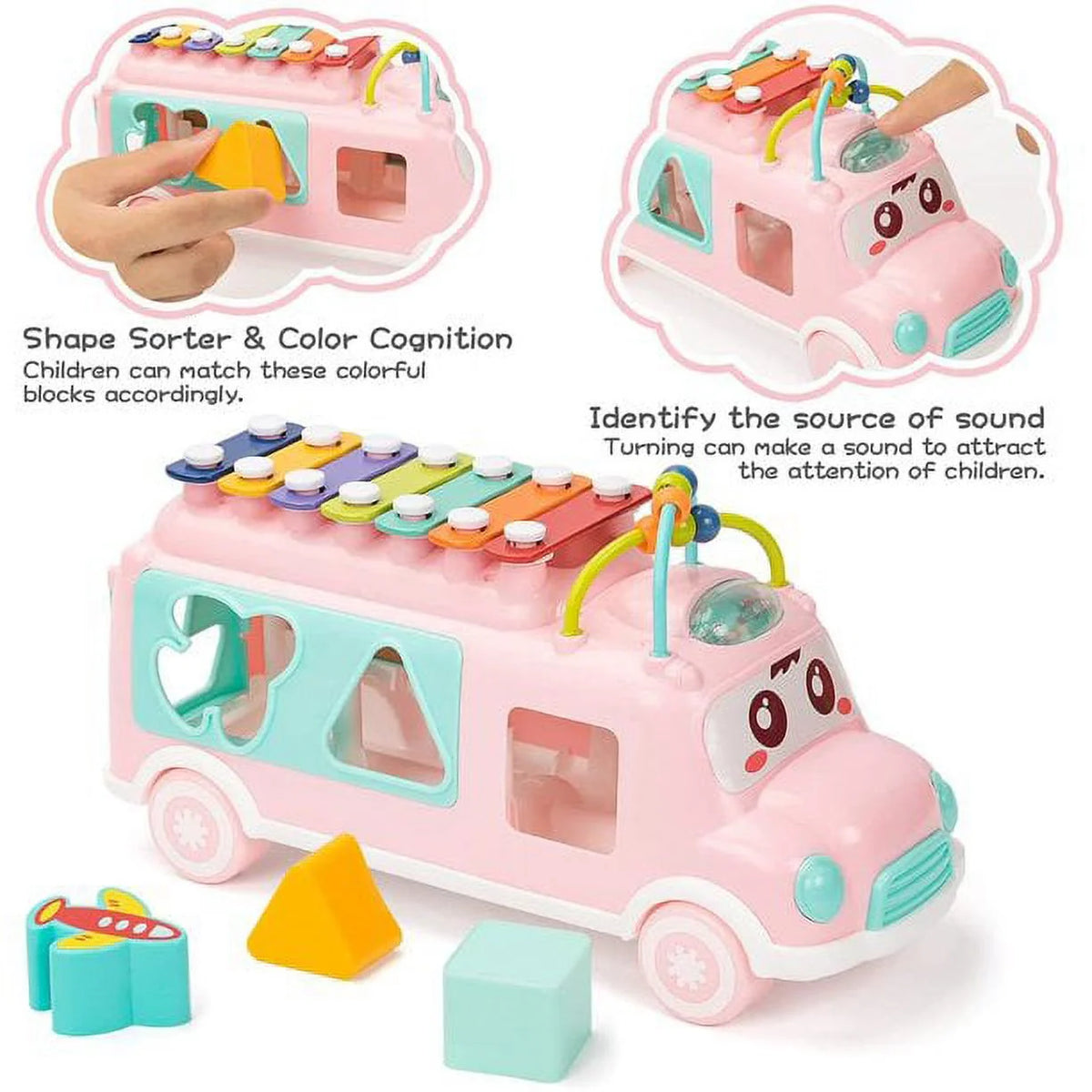Musical Bus Xylophone Toy with Building Blocks C917