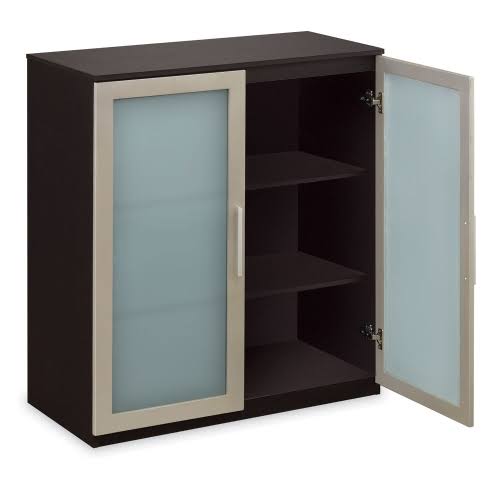 Storage Cabinet with Glass Doors Espresso Laminate H5359