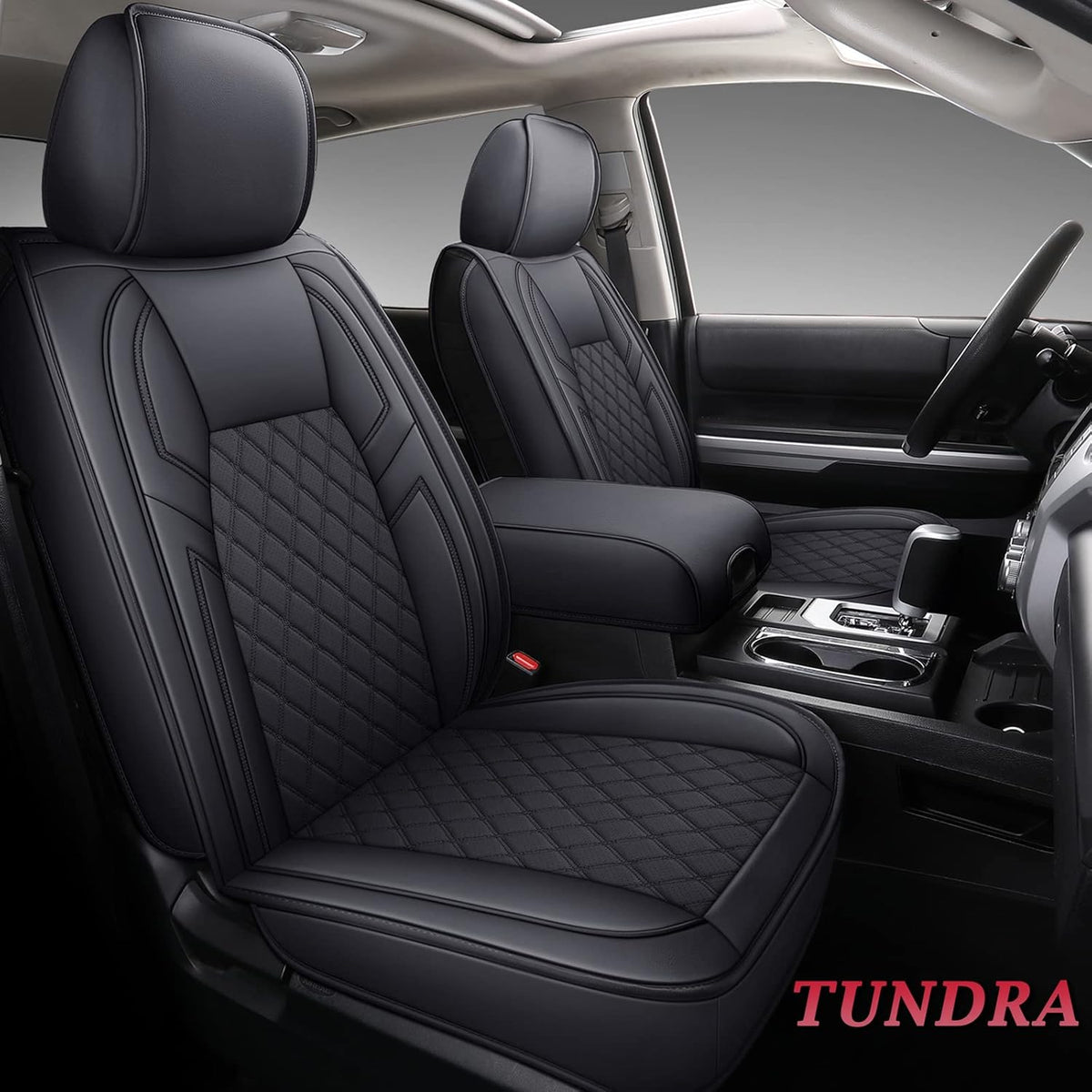 Gray Leather Seat Covers Full Set 5PCS D349250