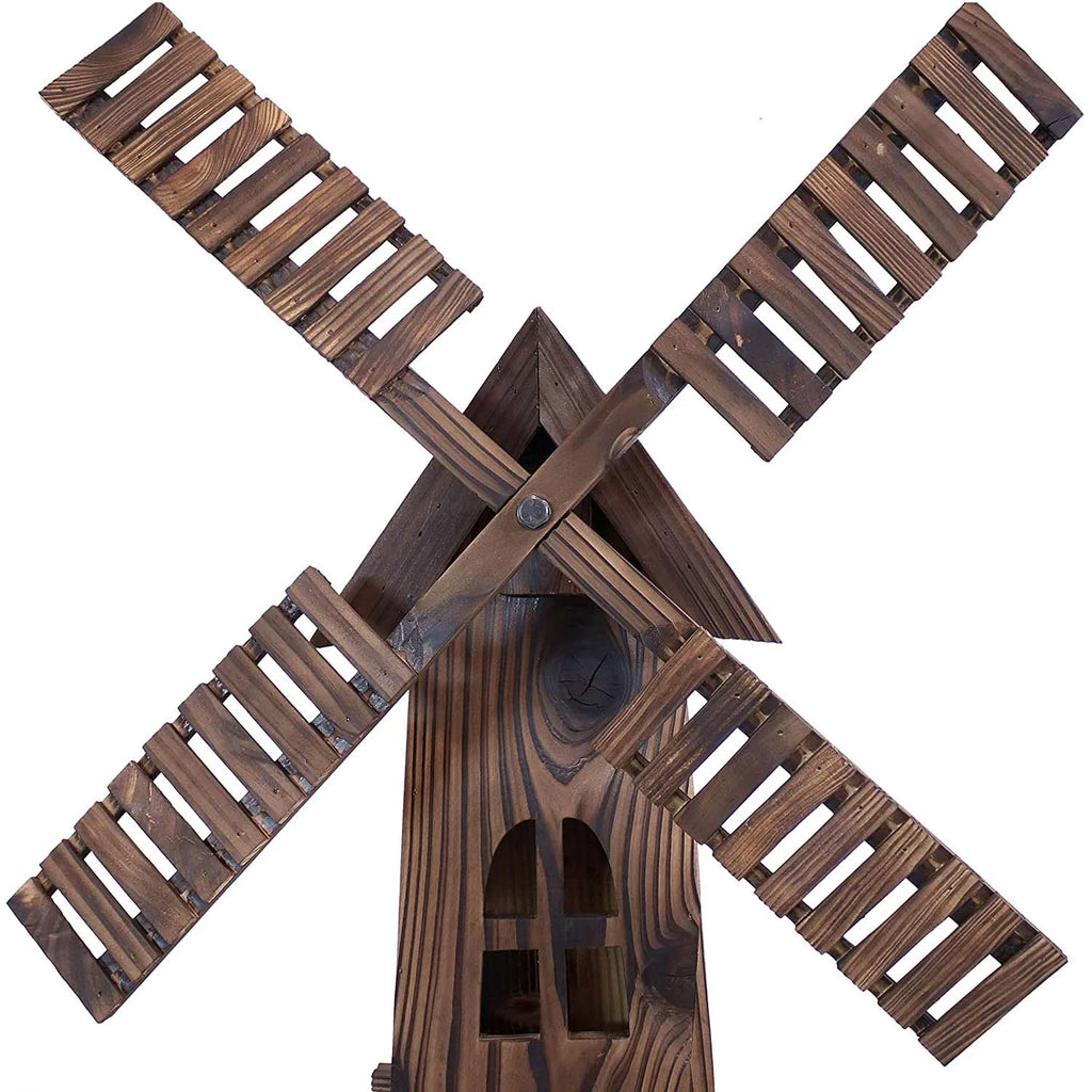 Rustic Brown Wooden Dutch Windmill Sculpture E785139