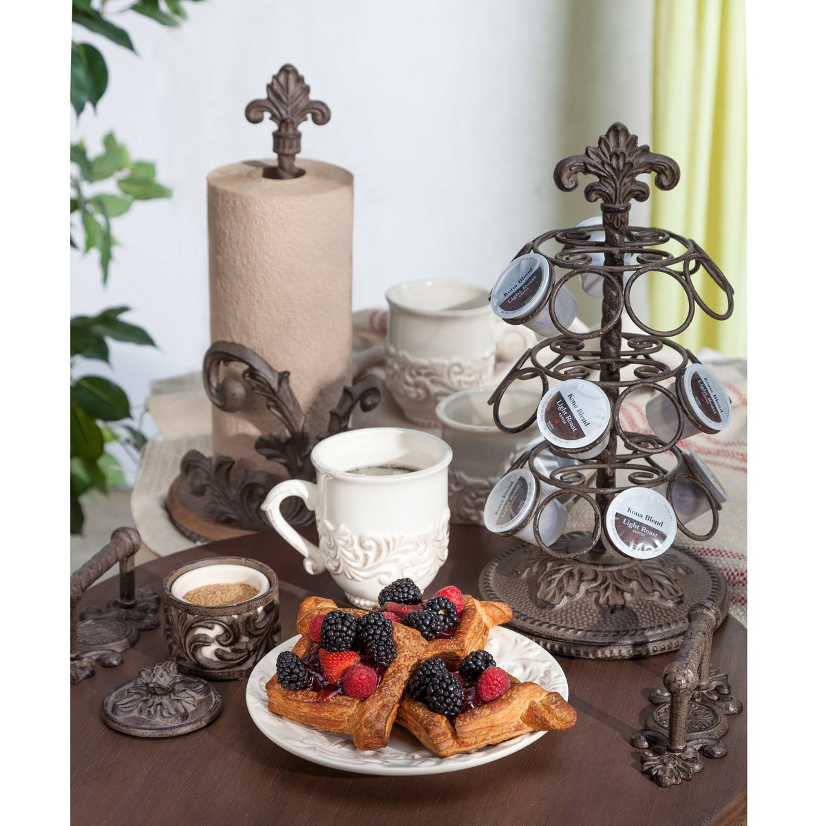 Wood Lazy Susan with Metal Handles S793