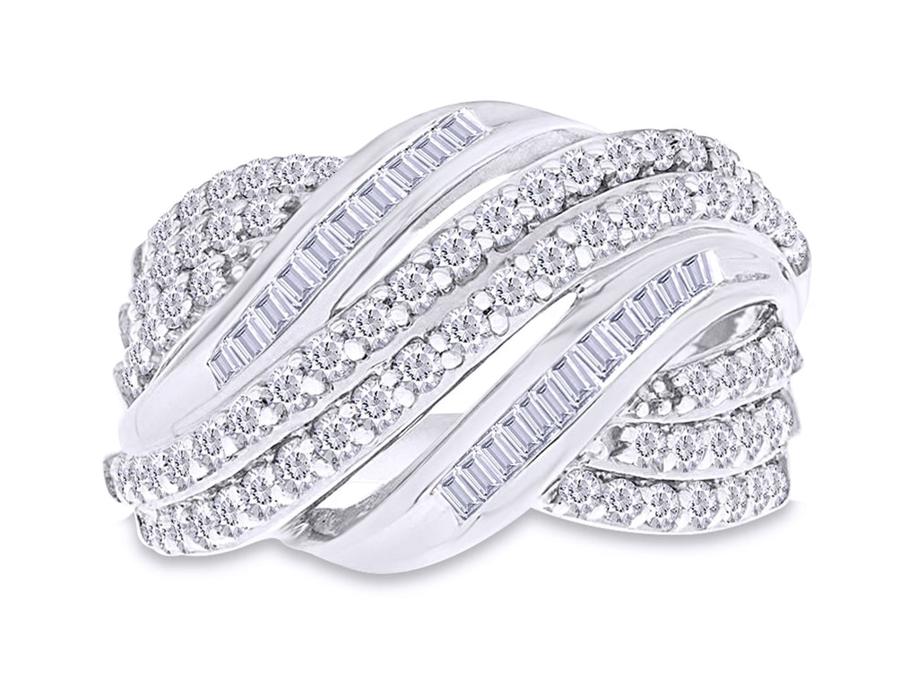 14K Gold Over Sterling Silver Multi-Row Engagement Ring G8148
