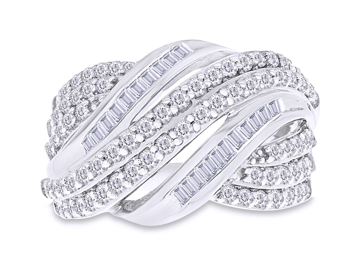 14K Gold Over Sterling Silver Multi-Row Engagement Ring G8148